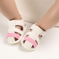 Chaussures de bébé évidées à blocs de couleur pour bébé  Rose