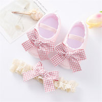 Baby Girl 2-Piece Heart Print Bowknot Baby Shoes  وردي 