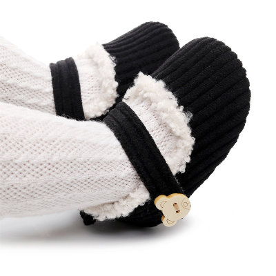 Zapatos de velcro con decoración de oso a rayas de color liso para bebé niña