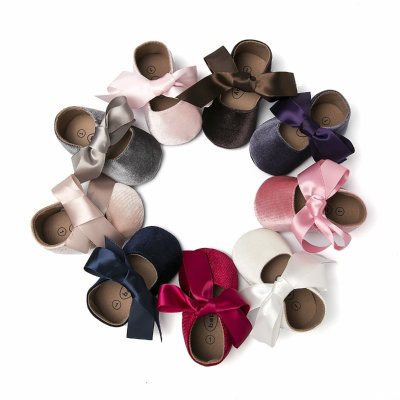 Zapatos de cuero con lazo de princesa de color liso para bebé