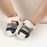 Chaussures de bébé évidées à blocs de couleur pour bébé  Bleu