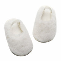 Baby Girl Solid Color Plush Slide Slippers with Elastic Band  White
