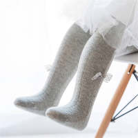 Collants leggings sans pieds de couleur unie Bowknot pour bébé fille  gris