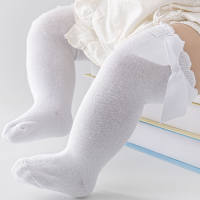 Children's Bowknot Knee-High Stockings  White