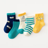 5-piece Boys Bear Knee-High Stockings  Yellow