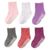 6 pcs Baby Solid Color Non slip Socks  Multicolor