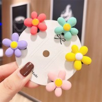 Horquillas con forma de flor para niñas de 5 piezas  multicolor