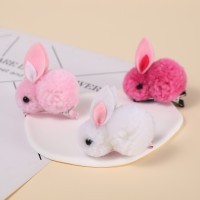 3 pcs Girls' 3D Plush Bunny Decor Hairpin Set  Multicolor