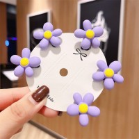 Horquillas con forma de flor para niñas de 5 piezas  Púrpura