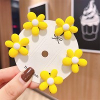 Horquillas con forma de flor para niñas de 5 piezas  Amarillo
