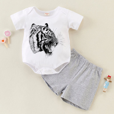 hibobi Boy Baby Basic Grey Tiger Suit