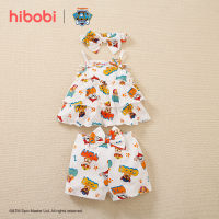hibobi × PAW Patrol Baby Girl بلوزة بروتيل بطبعة لطيفة وسروال قصير وعقال - Hibobi