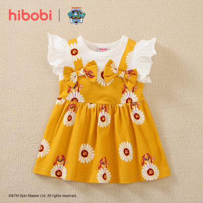 hibobi×PAW Patrol Baby Girl Vestido de algodón con volantes y estampado de dibujos animados