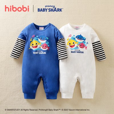 macacão hibobi×Babyshark bebê com estampa de desenho animado manga longa de algodão