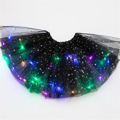 Falda tutú con decoración de lentejuelas LED de malla para niña