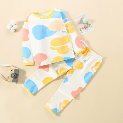 2-piece Toddler Girl Pure Cotton Color-block Long Sleeve Top & Matching Pants
