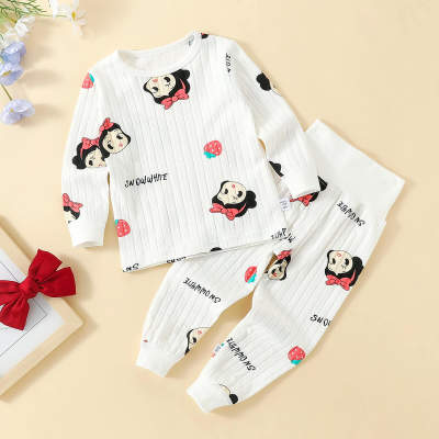 Pijama de algodón con patrón de dibujos animados lindo para niña bebé