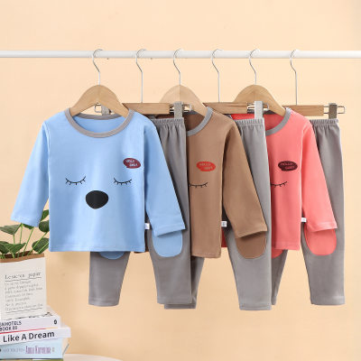 2-piece Toddler Dralon Dog Pattern Long Sleeve Top & Solid Color Pants