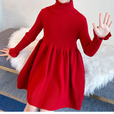 Preppy Style Solid Color Wool Dress for Girl