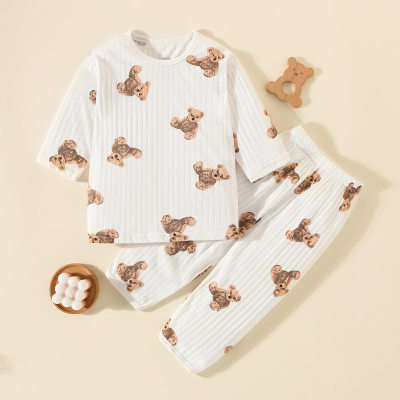 Baby Bear Printed 100% Cotton Long Sleeve Home Set