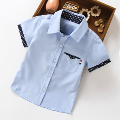 Boy's Summer Polka Dot Color-block Short Sleeve Shirt