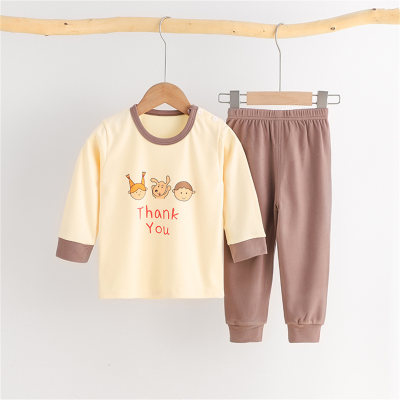 Pijama de camiseta y pantalones con estampado de dibujos animados para niños pequeños