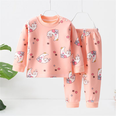 Toddler Rabbit Moon Printed T-shirt & Pants Pajamas