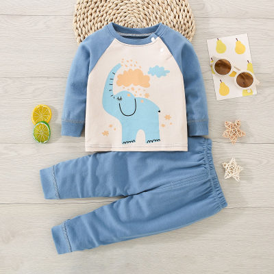 Camiseta de manga raglán larga con estampado de tiburón y letras en bloque de color para niños pequeños de 2 piezas y pantalones de color sólido