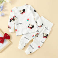Baby Girl Cute Cartoon Pattern Cotton Pajamas  White