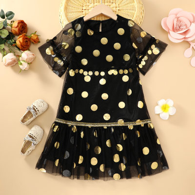 vestido de bolinhas dourado hibobi menina bebê