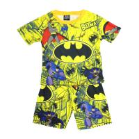 Traje para niños de verano de manga corta, nuevo traje con estampado completo para niños  Amarillo