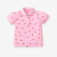 Children's T-shirt summer short-sleeved girls polo shirt pure cotton fashionable children's top  Pink