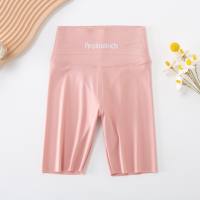 Girls summer five-point shark pants 2024 new children's thin outer leggings baby Korean yoga pants sports cycling pants  Pink