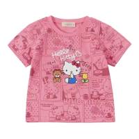 Verão novas crianças de manga curta em torno do pescoço camiseta meninos e meninas dos desenhos animados imprimir em torno do pescoço topo  Rosa