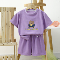 Children's short-sleeved suits summer new boys' clothes girls' shorts clothing t-shirts baby summer clothes children's clothing wholesale  Purple