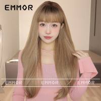 New Korean wigs, air bangs, long hair, slightly curly, natural white girlish synthetic wig headpiece  Style 2