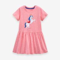 Little maven – robe d'été pour filles, en coton à manches courtes, robe de princesse à la mode pour enfants, nouvelle collection d'été européenne et américaine  Rose