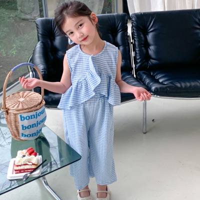 Girls suit plaid fashion version personalized top extra long 2024 summer new style