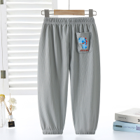 Summer children's anti-mosquito pants new breathable ultra-thin trousers small and medium boys and girls baby with trouser pockets children's pants wholesale  Gray