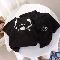New children's short-sleeved T-shirt summer girls' casual tops single piece boys' pure cotton all-match children's clothing one piece delivery  Black