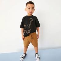 Summer short-sleeved boys two-piece T-shirt and pants suit  Black