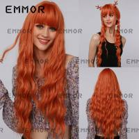 Cosplay Halloween Wig Orange Small Curly Bangs Long Curly Hair Mechanism Headpiece  Style 1
