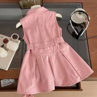 Girls dress summer new style children's Korean version sleeveless vest princess dress fashionable soft denim skirt  Pink