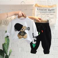 Spring and Autumn fashion trendy children's new cartoon casual long-sleeved sweatshirt suit for boys and girls  Black