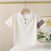 Children's short-sleeved T-shirt summer new boys Polo shirt Korean style lapel summer wear half-sleeved thin children's clothing  Beige