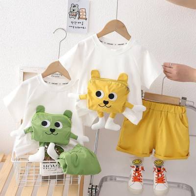 Un drop-shipping baby cartoon carino girocollo T-shirt a maniche corte estate sottile ragazzo abbigliamento per bambini set in due pezzi