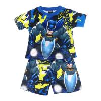 Moda casual de moda para niños, traje con estampado completo de manga corta de verano para niños nuevos  Azul