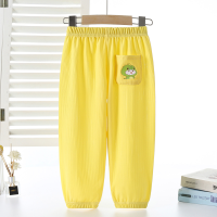 Summer children's anti-mosquito pants new breathable ultra-thin trousers small and medium boys and girls baby with trouser pockets children's pants wholesale  Yellow