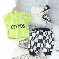 New summer two piece suits for boys and girls  Fluorescent green