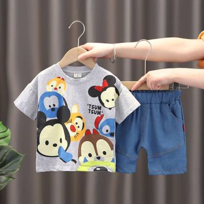 Nouveau costume à manches courtes pour bébé, version coréenne, à la mode et tendance, beau costume deux pièces d'été pour enfants